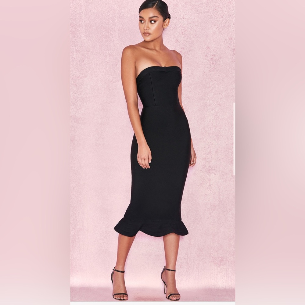 House of CB Black strapless bandage dress